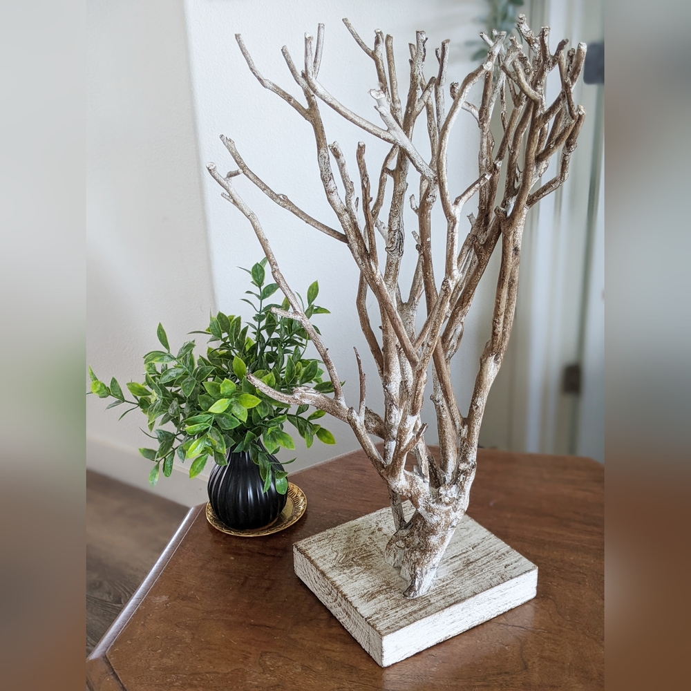 Natural Handmade Whitewash Tree Sculpture